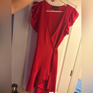 Fab'rik Vibrant Red Asymmetrical Dress